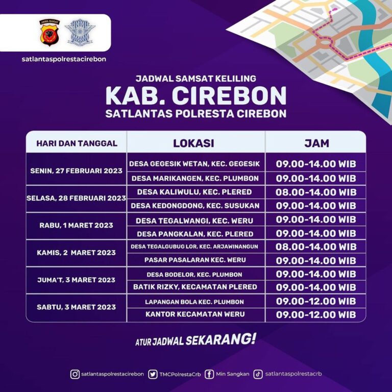 Jadwal Samsat Keliling Kabupaten Cirebon